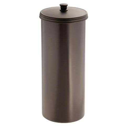 Freestanding Bronze Toilet Paper Holder With Lid For Three Extra Rolls Slim Modern Bathroom Storage Stand That Keeps Spare Rolls Neatly Hidden Under A Decorative Knob