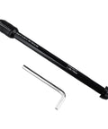 Bike Trainer Thru Axle Skewer 12x142 To 148mm Aluminum Alloy CNC Machined With Adjustable Width Spacers For Indoor Spin Sesh Training Compatible With P1.0 Rear Axles, shown with an included Allen key.