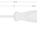 Torx T10 Screwdriver With 4 Inch Shank Quick Turn Round Front Handle And Tri Lobe Grip for high torque work with dimensions