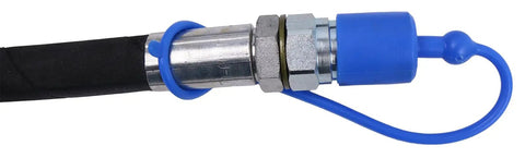 Heavy Duty Hydraulic Top Link Cat 2 2 With Locking Block Includes Two Hoses And Two Way Check Valve Extends From About Twenty Two And Three Eighths Inches To About Thirty Three And One Half Inches Compatible With Tractors And Excavators blue hose end with locking block