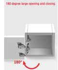 180-degree cabinet showing 2-Pack 170 Degree Frameless Cabinet Hinges With Hidden Hydraulic Soft Close, Adjustable Mounting, Stainless Steel Damping Buffer