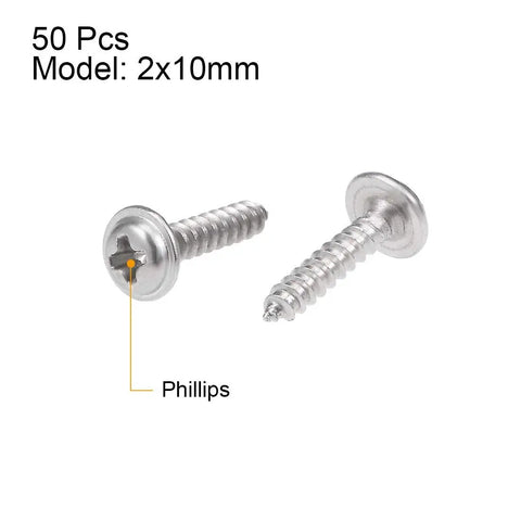 M2x10mm Self Tapping Screws With Phillips Pan Washers Made From Bulletproof 304 Stainless Steel Include 50 Fasteners For Smooth DIY Repairs Lock Tight Without Stripping And Come With A Hella Solid Design That Actually Delivers Top Tier Performance