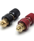 Heavy Duty 5 16 Inch Stud Battery Terminal Posts Red And Black Pair Pure Copper Power Connectors With Dual Nut Tightening Setup for Vehicles and Marine Gear