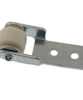 Close-up of 4 Pcs Track Wheel Set For Chest Of Drawers And Sliding Doors, 47 X 22 Mm Iron And Plastic Guide Wheels, hardware attachment.