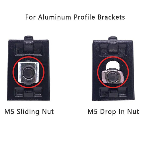Image showing M5 Sliding Nut and M5 Drop In Nut for All In One M5 Hardware Kit For 2020 2040 8020 Aluminum Extrusion Profiles 200Pcs