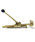 QWORK hardwood flooring jack, front view, brass finish with ratcheting lever