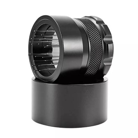 Pro Level Needle Coffee Tamper And Espresso Bed Leveler With Rock Solid Aluminum Grip and Rust Proof Steel laid on a smooth base.
