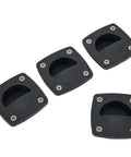 Four black recessed nylon pull handles for marine use, showing the durable design in saltwater environments.
