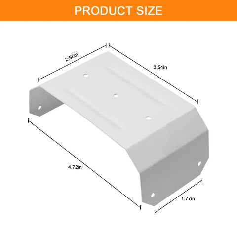 Downspout Gutter Pipe Clip Hidden Bracket 3x4 White Set Of 2, shown with dimensions in durable white aluminum.