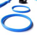 Close-up of blue silicone gaskets from 3.6L V6 Valve Cover Gasket Set With Intake Manifold And Fuel Injection Gasket Pack For Chrysler 200 2011 2017 Chrysler 300 2011 2020 Dodge Challenger Charger Jeep Wrangler Cherokee Fits 3.6L V6 For Your Ride