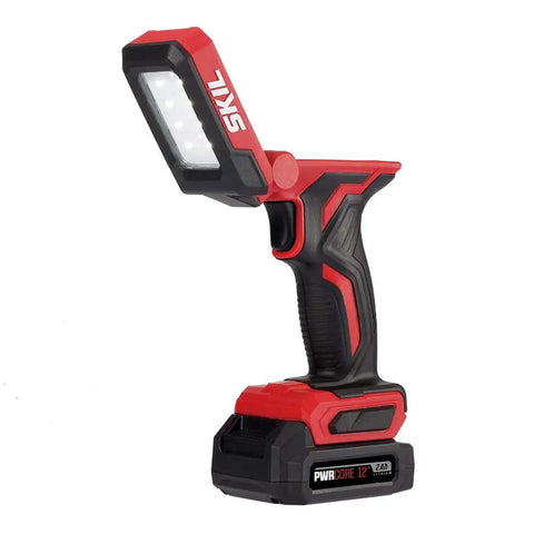 Four Tool Power Pack With Brushless 12V Half Inch Drill Driver, Oscillating Multitool, Area Light, And Bluetooth Speaker. 12V area light.