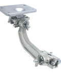 Dual Drum Tilting Clamp With Electronic Module Mounting Plate for electronic drum setups, silver metal construction