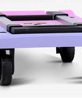 No Sweat Folding Platform Cart With 360 Swivel Wheels For Easy Hauling And Compact Storage Ultralight Utility Dolly in pink and purple.