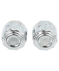 2 Pc Npt Threaded Breather Cap Reducer For Hydraulic Oil Tank With 40 Micron Filtration To Balance Pressure Reduce Overheating Risks Extend Lifespan Built From Rust Resistant Carbon Steel And Aviation Aluminum Alloy For Easy Installation In Harsh, showing two shiny metallic caps.