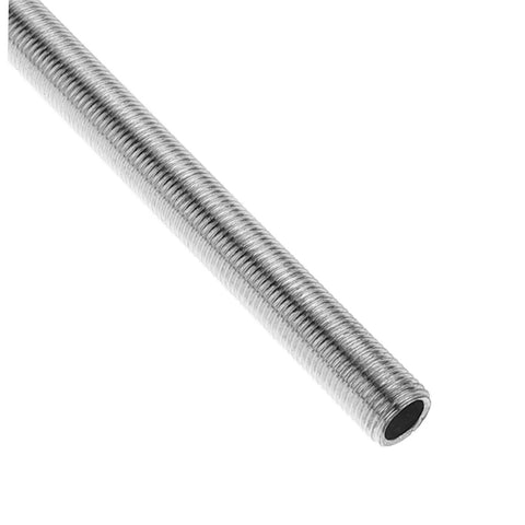 Close-up of a silver threaded rod from the Five Piece Threaded Extension Rod Kit For Pendant Lighting And Ceiling Fixtures Chandelier Install Hardware Silver Hollow Rods For Sloped Ceilings Durable Iron Build Easy Quick Install No Fuss Mounting