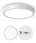 Two Pack 15W Flush Mount LED Ceiling Light 1500 Lumens Daylight 5000K Low Profile Ceiling Fixture For Hallways Closets Stairwells Kitchens And Living Rooms Non Dimmable Easy Install 6.7 Inch Round, showing front and back view of light.