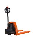 Heavy Duty Electric Pallet Jack With 4400 Lb Capacity Lithium Ion Battery Powered Pallet Truck Low Profile Design For Warehouse Material Handling Efficient And Durable, side view showing fork and handle.