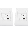 Double Pack Wall Outlet Receptacle With Single Toggle Switch, 15 Amp Three Prong Ac Socket And Snazzy 10 Watt Usb C Charging Port close-up view