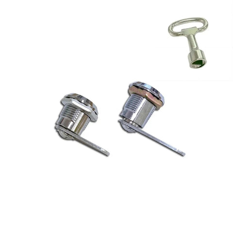 Zinc Alloy Triangle Lock For File Cabinets And Drawers Tongue Cam Lock shown with key, heavy duty security hardware