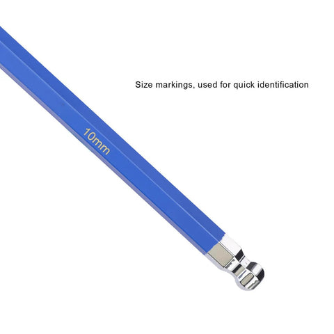Kick It Up A Notch With This Colorful Cr V Ball End Hex Key Wrench Set For Quick Furniture Assembly Bike Repair And Heavy Machinery Jobs Featuring Sized Labels And S2 Alloy Strength, 10mm blue wrench