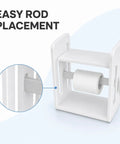 Premium Solid Wood Label Holder In Clean White, easy rod placement for 4x6 shipping labels and thermal rolls.