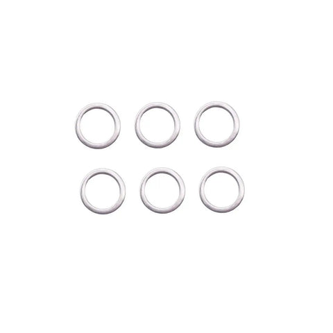 Outboard Engine Oil Drain Plug Gasket Kit 6 Pcs Premium Aluminum Gaskets arranged in two rows
