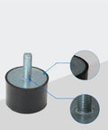 Heavy Duty Rubber Shock Absorber And Damper Kit With Bobbin Mount Isolator Fits M3 To M12 Metric Threads 80X80 Pad showing threaded mount and isolator details.