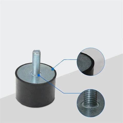 Heavy Duty Rubber Shock Absorber And Damper Kit With Bobbin Mount Isolator Fits M3 To M12 Metric Threads 80X80 Pad showing threaded mount and isolator details.