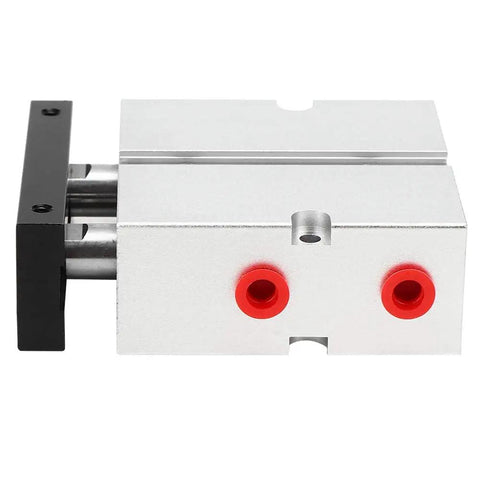 Side view of Dual Shaft Pneumatic Air Cylinder 25mm Bore 1in Double Acting With 200mm Stroke 0.1-0.9 MPa Operating Pressure