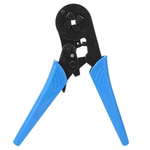 Top Shelf Self Adjusting Ratchet Ferrule Crimping Tool Kit with 45 Steel Body And Ergonomic Handles For Precise Wire Ends Crimping Connectors, blue handles