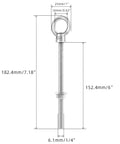 Diagram of Heavy Duty 1/4 Inch By 6 Inch Eye Bolt Set With 304 Stainless Steel Nuts And Washers, dimensions labeled