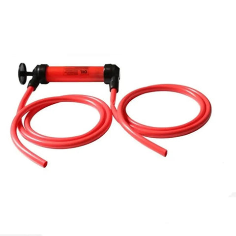 Manual Siphon Pump 200cc Portable Liquid Transfer Hand Pump For Farm Equipment Snowmobiles ATVs Boats Generators Trimmers Chainsaws And Emergency Fuel Transfer On The Go, red plastic tubes