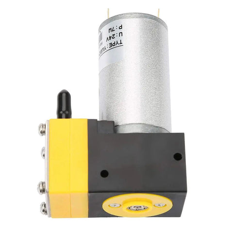 24V Slick Miniature Diaphragm Vacuum Pump With 0.4 To 1 L Per Min Flow For Air And Liquid, compact black and yellow design