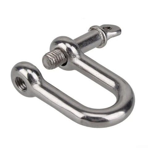 Threaded Screw Pin D Shackle for Rigging and Lifting Beefy Heavy Duty Marine Towing Hardware close-up view