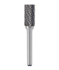 Close-up of a single carbide burr from 10 Piece Pro Grade Heavy Duty Carbide Burr Set For Die Grinder Bits With Quarter Inch Shank.