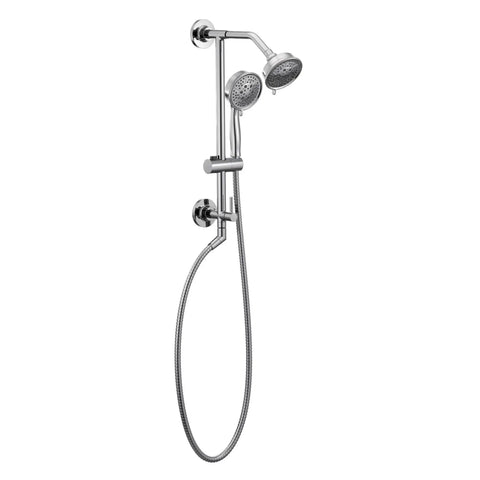 Chrome Four Function Showerhead With Four Spray Modes For Every Mood Four And 3 Eighths Inch Diameter High Flow 2.5 GPM