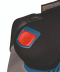 Close-up of power button on 18V Brushless 5 Inch Cordless Random Orbit Sander Bare Tool With Ergonomic Palm Grip Smooth Stock Removal