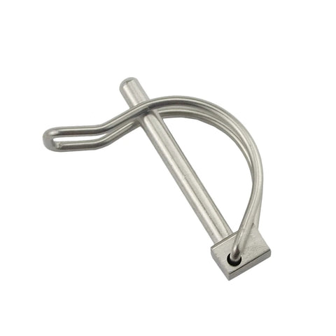 Front view of Pair Of Marine Grade Stainless Steel 316 Quick Lock Release Trailer Towing Coupler Safety Pins 4.5mm Diameter 50mm Length 2 Pack