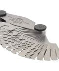Stainless Steel Acme Screw Pitch Gauge With 16 Leaves For 1 To 12 TPI And 29 Degree Thread Angle, swing-out design displayed.