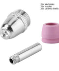 Jiawu Plasma Cutter Consumables Kit With 90 Pieces Featuring 35 Electrodes 35 Nozzles Plus 20 Ceramic Cups assembly parts including nozzles and cups.