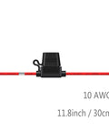In Line 10 Gauge Fuse Holder Kit With ATC ATO Connectors And 65 Car Fuses Included For Automotive Wiring Projects, 10 AWG, 11.8 inch