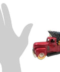 2.95 Inch Farmhouse Red Truck Ornament With Christmas Tree Vintage Pickup Holiday Decor next to hand for scale