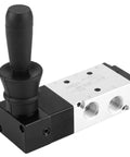 Five Port Three Position Manual Pneumatic Control Valve With Hand Lever 0 To 0.8 MPa Range Inlet PT1/4 Exhaust G1/8