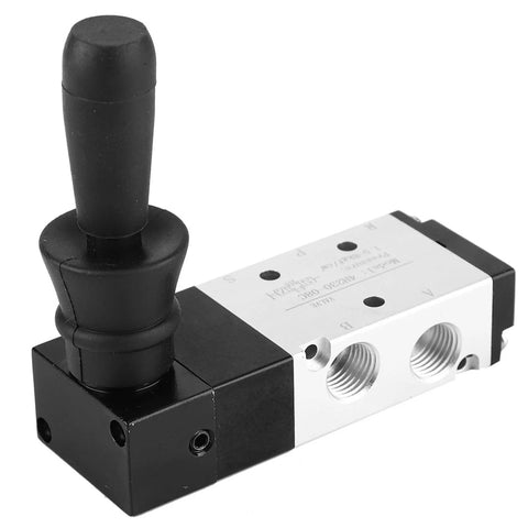 Five Port Three Position Manual Pneumatic Control Valve With Hand Lever 0 To 0.8 MPa Range Inlet PT1/4 Exhaust G1/8