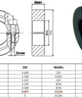 Diagram and photo of One And Three Quarters Inch Bore Single Split Shaft Collar With Outer Diameter Two And Three Quarters Inches And Eleven Sixteenths Inch Wide Beefy Carbon Steel Two Pack For Secure Shaft Alignment And No Slippage