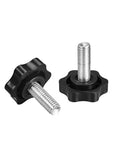 Badass M10 X 25mm Male Thread Clamping Screw Knobs Featuring A Sturdy 38mm Plum Hex Star Grip Handle Built For Rock Solid Shop Builds And Quick Machinery Tweaks Comes As A Dead Reliable Four Piece Pack with black star grips and threaded metal shafts.
