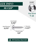 Pro Shop Grade Pan Head Self Tapping Screws With Sharp Torx Drive Points And Full Thread Runouts Forged From Rust Defying 304 Stainless Steel size and dimensions