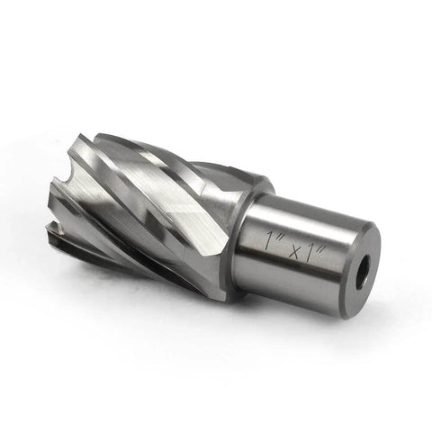 Annular cutter, 1-inch diameter with Weldon shank, steel, side view