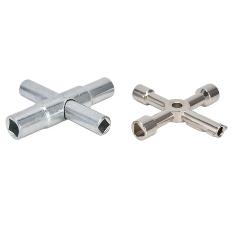 4 Way Sillcock Water Key And 4 End Utility Key Set Stainless Steel Faucet Valve Wrench Kit For Opening Valves Faucets Cabinets And Spigots