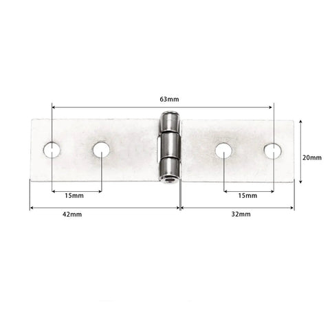 Sharp Look 4 Hole Cabinet Door Luggage Hinges With Screws, solid steel, 63mm length, four hole design for vintage wood box hardware.
